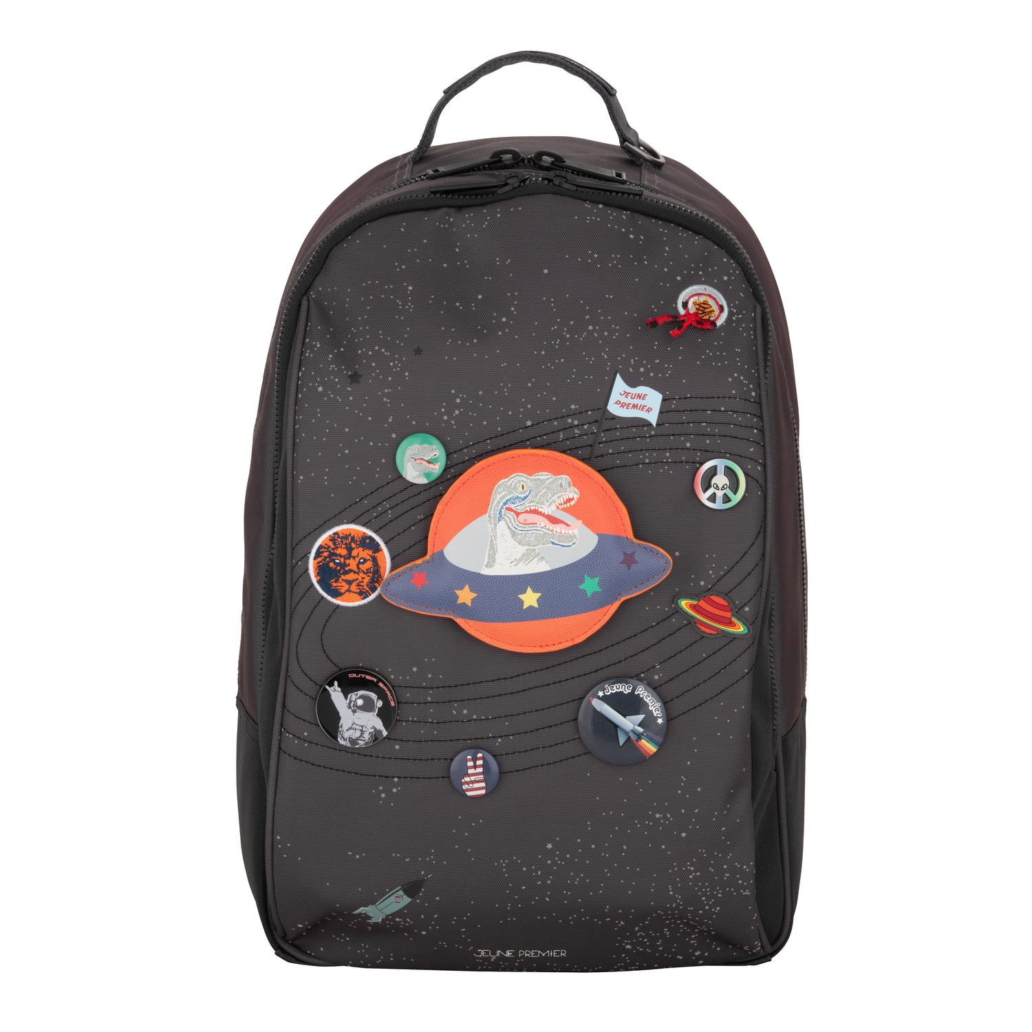 The James Backpack is a trendy backpack with handy compartments for school for boys from 8 years old. The Jeune Premier "Space invaders" print is ideal for cool boys fascinated by the universe & space travel.