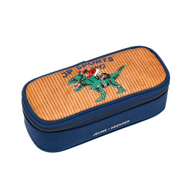 Pencil Box Polo Dino. Trendy spacious pencil box. A plain pencil box, varnished with Jeune Premier designs, with a selection of elastic bands on the lid to store your favorite pens.