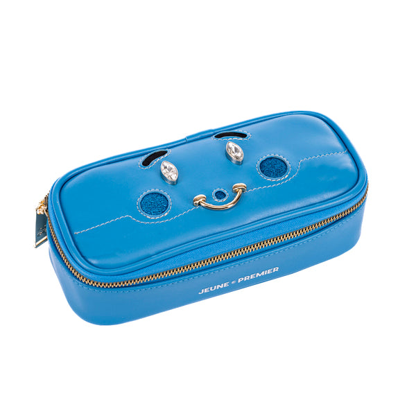 Pencil Box BFF Blue. Trendy spacious pencil box. A plain pencil box, varnished with Jeune Premier designs, with a selection of elastic bands on the lid to store your favorite pens.