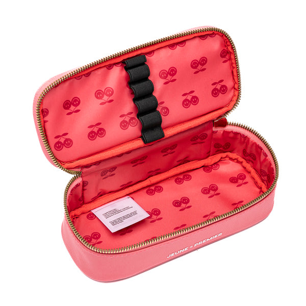 Pencil Box Candy. Trendy spacious pencil box. A plain pencil box, varnished with Jeune Premier designs, with a selection of elastic bands on the lid to store your favorite pens.